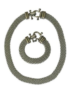 Emma Skye Stainless Steel Rope Mesh Necklace Bracelet Set Magnetic Closure